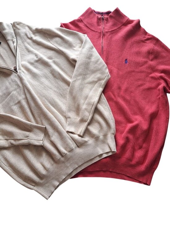 Polo Ralph Lauren Other - Lot 2 Polo Ralph Lauren Mens XXL Pima Cotton Quarter-Zip Sweaters Beige Salmon